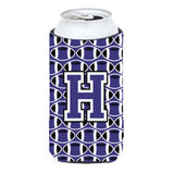 Letter H Football Purple And White Tall Boy Beverage Insulator Hugger Cj1068-Htbc