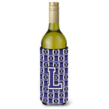 Letter L Football Purple And White Wine Bottle Beverage Insulator Hugger Cj1068-Lliterk