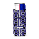 Letter L Football Purple And White Ultra Beverage Insulators For Slim Cans Cj1068-Lmuk