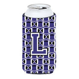Letter L Football Purple And White Tall Boy Beverage Insulator Hugger Cj1068-Ltbc