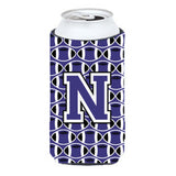 Letter N Football Purple And White Tall Boy Beverage Insulator Hugger Cj1068-Ntbc
