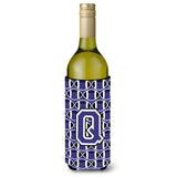 Letter Q Football Purple And White Wine Bottle Beverage Insulator Hugger Cj1068-Qliterk