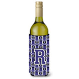 Letter R Football Purple And White Wine Bottle Beverage Insulator Hugger Cj1068-Rliterk