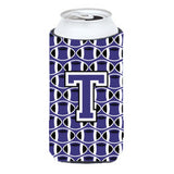 Letter T Football Purple And White Tall Boy Beverage Insulator Hugger Cj1068-Ttbc