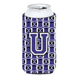 Letter U Football Purple And White Tall Boy Beverage Insulator Hugger Cj1068-Utbc