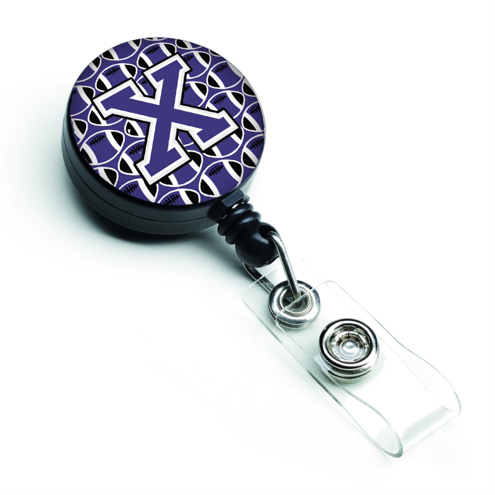 Caroline'S Treasures Letter X Football Purple And White Retractable Badge Reel (Cj1068-Xbr)