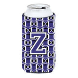 Letter Z Football Purple And White Tall Boy Beverage Insulator Hugger Cj1068-Ztbc