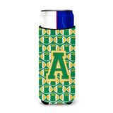 Letter A Football Green And Gold Ultra Beverage Insulators For Slim Cans Cj1069-Amuk