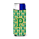 Letter P Football Green And Gold Ultra Beverage Insulators For Slim Cans Cj1069-Pmuk