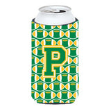 Letter P Football Green And Gold Tall Boy Beverage Insulator Hugger Cj1069-Ptbc