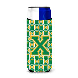 Letter X Football Green And Gold Ultra Beverage Insulators For Slim Cans Cj1069-Xmuk