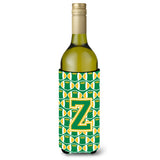 Letter Z Football Green And Gold Wine Bottle Beverage Insulator Hugger Cj1069-Zliterk