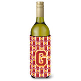 Letter G Football Cardinal And Gold Wine Bottle Beverage Insulator Hugger Cj1070-Gliterk