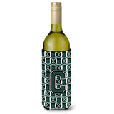 Letter C Football Green And White Wine Bottle Beverage Insulator Hugger Cj1071-Cliterk