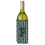 Letter F Football Green And White Wine Bottle Beverage Insulator Hugger Cj1071-Fliterk