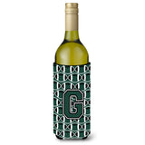 Letter G Football Green And White Wine Bottle Beverage Insulator Hugger Cj1071-Gliterk
