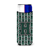 Letter H Football Green And White Ultra Beverage Insulators For Slim Cans Cj1071-Hmuk