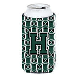 Letter H Football Green And White Tall Boy Beverage Insulator Hugger Cj1071-Htbc