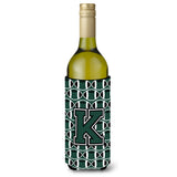 Letter K Football Green And White Wine Bottle Beverage Insulator Hugger Cj1071-Kliterk