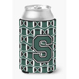 Caroline'S Treasures Cj1071-Scc Letter S Football Green And White Can Or Bottle Hugger, Multicolor