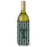 Letter T Football Green And White Wine Bottle Beverage Insulator Hugger Cj1071-Tliterk