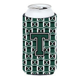 Letter T Football Green And White Tall Boy Beverage Insulator Hugger Cj1071-Ttbc
