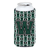 Letter W Football Green And White Tall Boy Beverage Insulator Hugger Cj1071-Wtbc