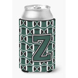 Caroline'S Treasures Cj1071-Zcc Letter Z Football Green And White Can Or Bottle Hugger, Multicolor