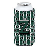 Letter Z Football Green And White Tall Boy Beverage Insulator Hugger Cj1071-Ztbc