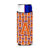 Letter A Football Orange, White And Regalia Ultra Beverage Insulators For Slim Cans Cj1072-Amuk