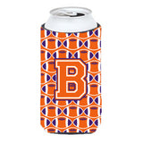 Letter B Football Orange, White And Regalia Tall Boy Beverage Insulator Hugger Cj1072-Btbc