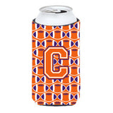 Letter C Football Orange, White And Regalia Tall Boy Beverage Insulator Hugger Cj1072-Ctbc