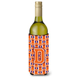 Letter D Football Orange, White And Regalia Wine Bottle Beverage Insulator Hugger Cj1072-Dliterk