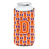 Letter D Football Orange, White And Regalia Tall Boy Beverage Insulator Hugger Cj1072-Dtbc