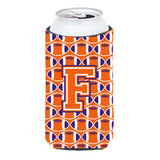 Letter F Football Orange, White And Regalia Tall Boy Beverage Insulator Hugger Cj1072-Ftbc