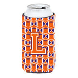 Letter L Football Orange, White And Regalia Tall Boy Beverage Insulator Hugger Cj1072-Ltbc