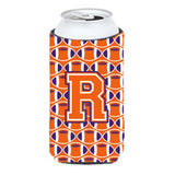 Letter R Football Orange, White And Regalia Tall Boy Beverage Insulator Hugger Cj1072-Rtbc