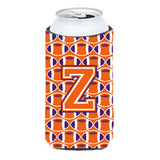 Letter Z Football Orange, White And Regalia Tall Boy Beverage Insulator Hugger Cj1072-Ztbc