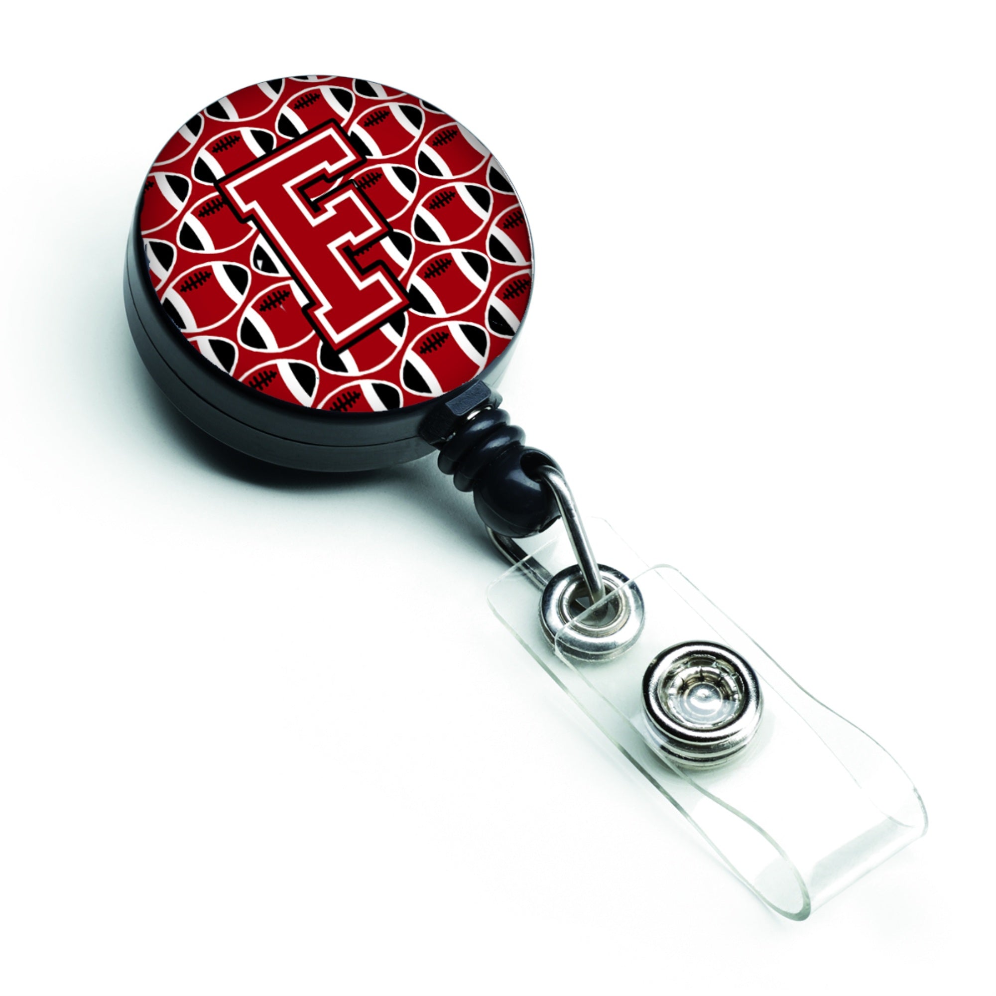 Caroline'S Treasures Cj1073-Fbr Letter F Football Red, Black & White Retractable Badge Reel, Multicolor
