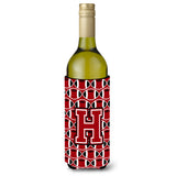 Letter H Football Red, Black And White Wine Bottle Beverage Insulator Hugger Cj1073-Hliterk