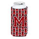 Letter M Football Red, Black And White Tall Boy Beverage Insulator Hugger Cj1073-Mtbc