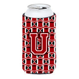 Letter U Football Red, Black And White Tall Boy Beverage Insulator Hugger Cj1073-Utbc