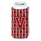 Letter V Football Red, Black And White Tall Boy Beverage Insulator Hugger Cj1073-Vtbc