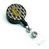 Caroline'S Treasures Cj1074-Cbr Letter C Football Blue & Gold Retractable Badge Reel, Multicolor