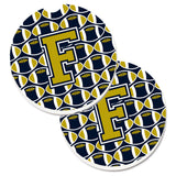 Caroline'S Treasures Letter F Football Blue & Gold Set Of 2 Cup Holder Car Coasters Cj1074-Fcarc, 2.56, Multicolor