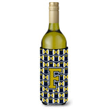 Letter F Football Blue And Gold Wine Bottle Beverage Insulator Hugger Cj1074-Fliterk