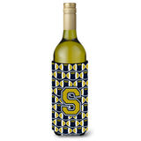 Letter S Football Blue And Gold Wine Bottle Beverage Insulator Hugger Cj1074-Sliterk