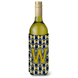 Letter W Football Blue And Gold Wine Bottle Beverage Insulator Hugger Cj1074-Wliterk