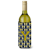 Letter Y Football Blue And Gold Wine Bottle Beverage Insulator Hugger Cj1074-Yliterk