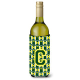 Letter C Football Green And Yellow Wine Bottle Beverage Insulator Hugger Cj1075-Cliterk